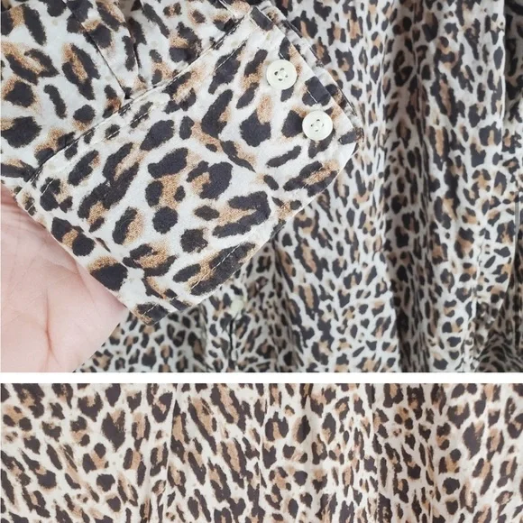 J. Crew “The Perfect Shirt” 100% Cotton Leopard Print Button Up Size XL - Picture 4 of 6